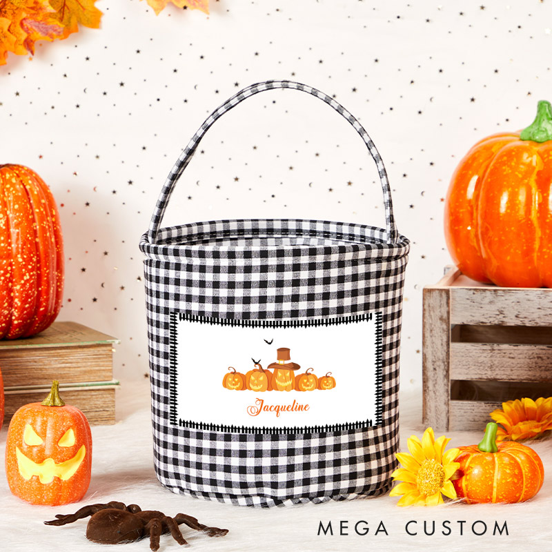 Personalized Halloween Treat Basket Pumpkin Patch Delight Design Halloween Bucket