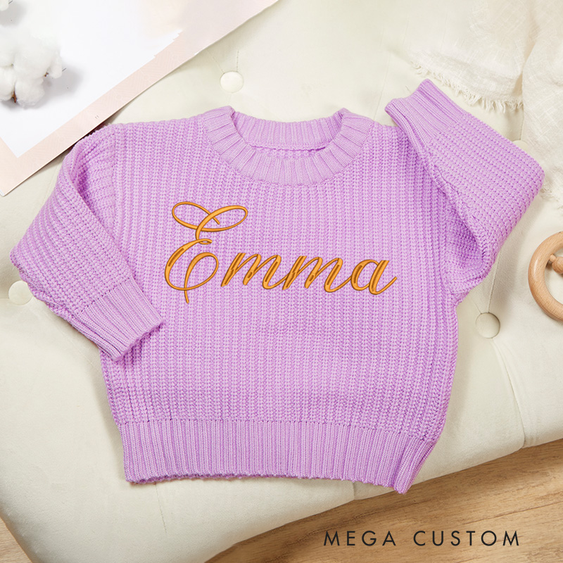 Personalized Embroidered Sweater with Name Knit Jumper Birthday Gift