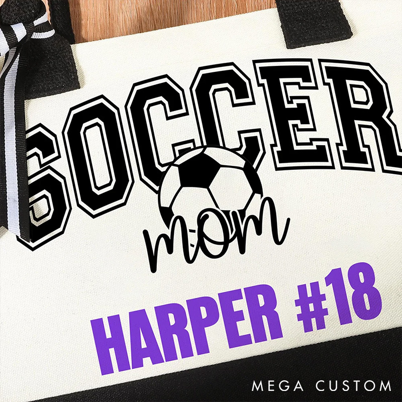 Personalized Baskteball Mom Sports Canvas Tote Bag with Custom Name, Carry Your Pride in Style