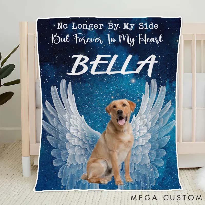 Personalized Pet Lover No Longer by My Side but Forever in My Heart Memorial Throw Blanket