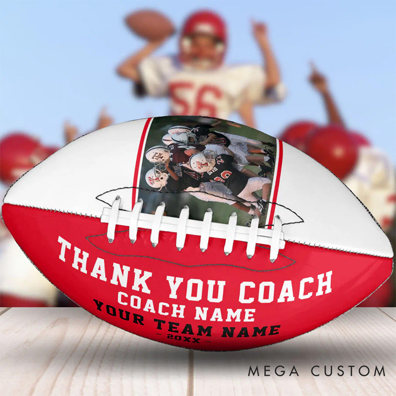 Personalized Coach Appreciation American Football with Custom Photo and Honor Your Leader