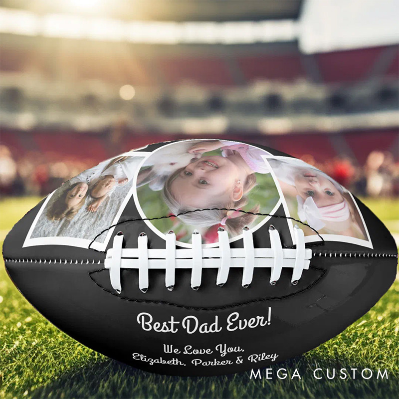 Personalized "Best Dad Eve" American Football Keepsake with Custom Photo and A Gift from the Heart