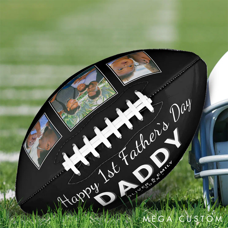 Personalized "Happy 1st Father's Day" American Football Keepsake with Custom Photo and Celebrate a Special Milestone