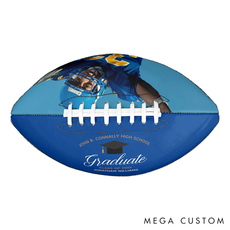 Personalized American Football Graduation Keepsake with Custom Photo and Celebrate Their Big Win