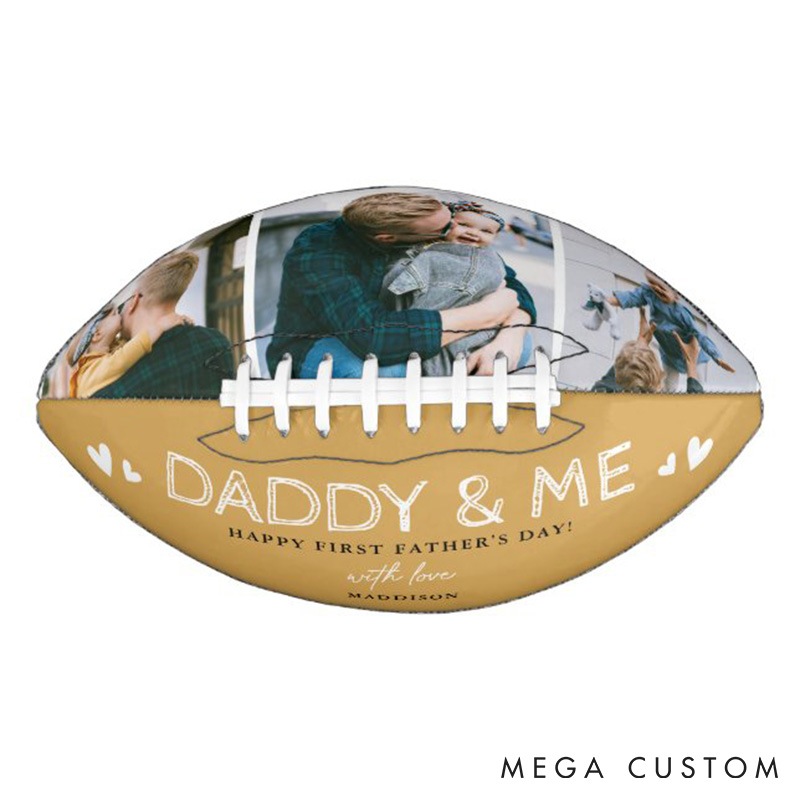 Personalized ""Daddy and Me" American Football with Custom Photo and Celebrate His First Father’s Day