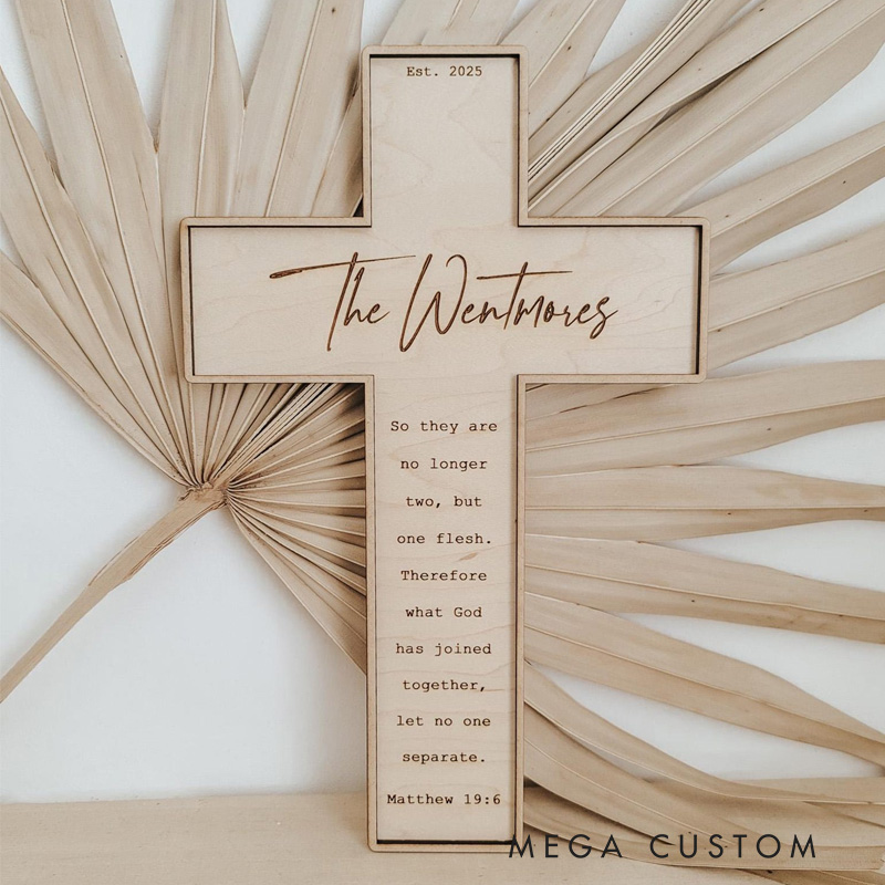 Personalized Bible Verse Wooden Cross with Family Name Engraving Religious Gift Home Decor Wedding Gift Christian Gift 