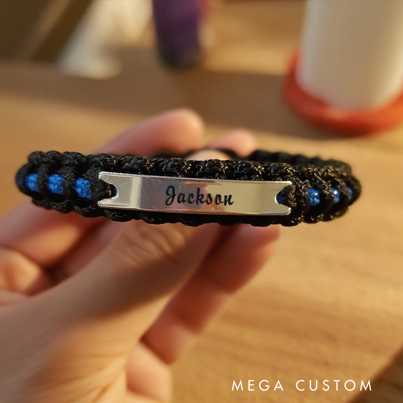 Personalized Thin Blue Line Paracord Bracelet for Police Officers