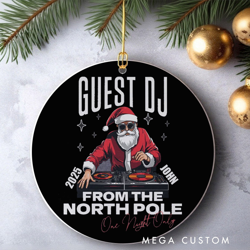 Personalized Ornament Music Lover Christmas Ornament Funny Santa Ornament DJ Gift Santa Xmas Party Ornament
