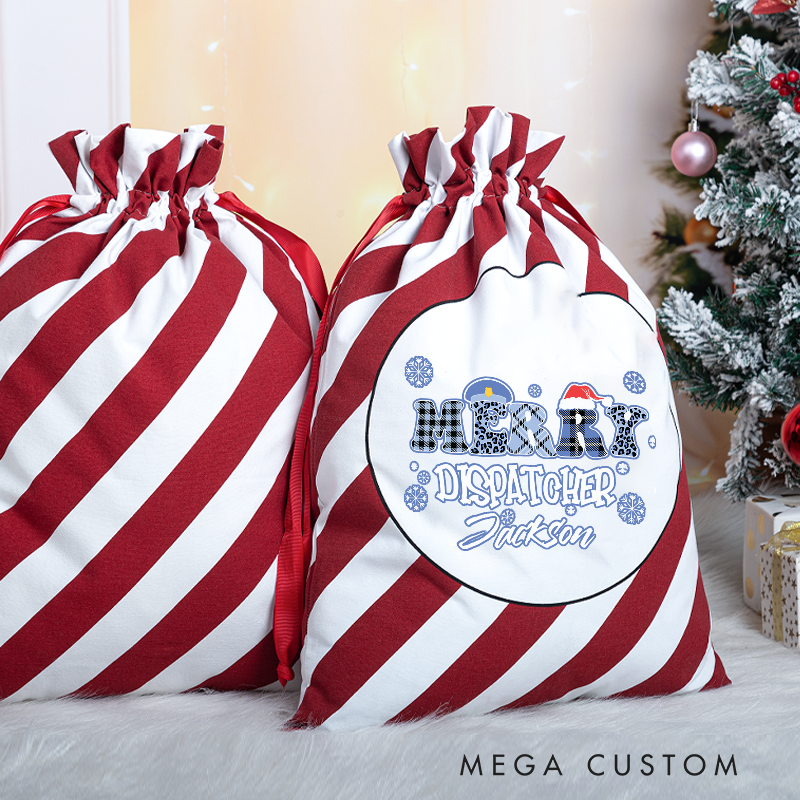 Personalized Merry Dispatcher Christmas Gift Bag for Police Officer