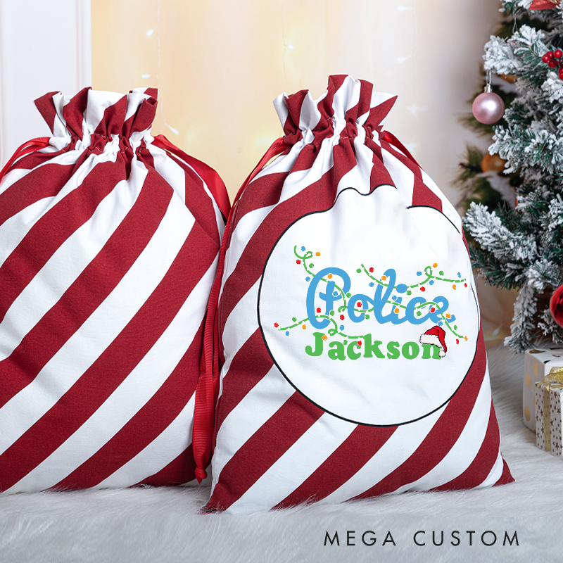 Personalized Police Christmas Gift Bag for Police with Festive Lights 