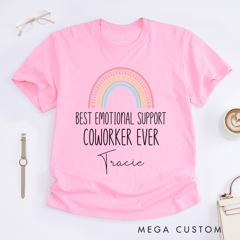 Personalized "Best Emotional Support Coworker Ever" T-Shirt – Custom Rainbow Design Gift