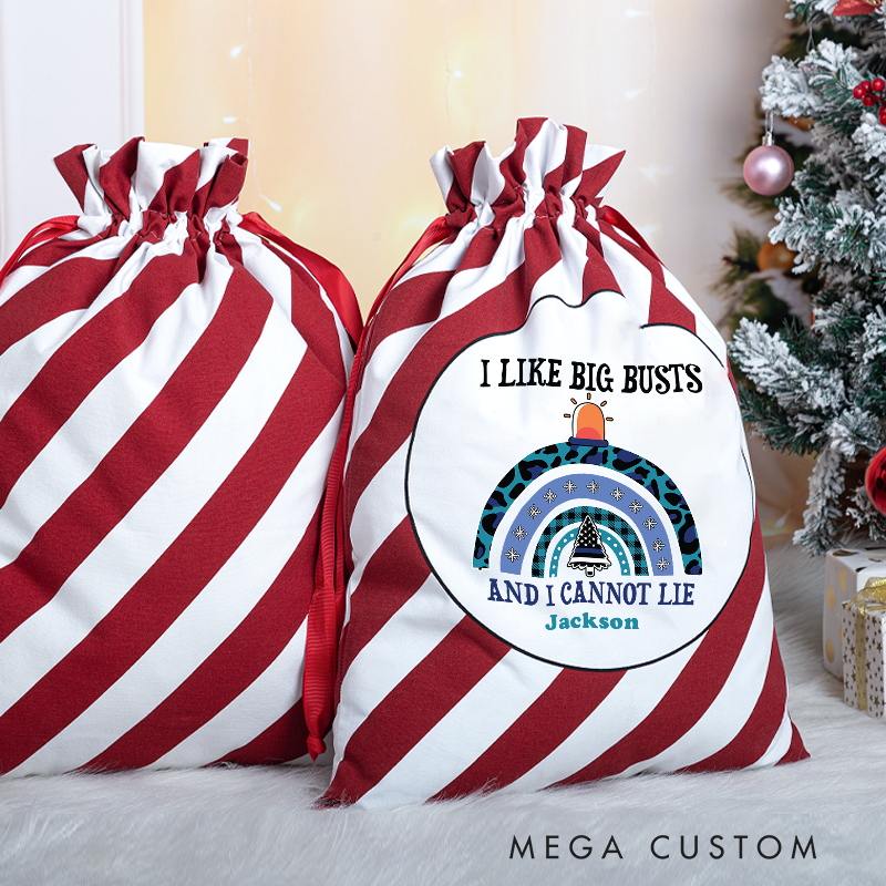 Personalized Funny Police Christmas Gift Bag with Big Busts Quote  Gift for Police Officer
