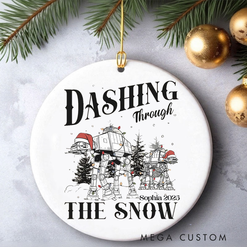 Personalized Star Dashing through the Snow Christmas Ornament Galaxy War Film Ornament Movie Holiday Ornament