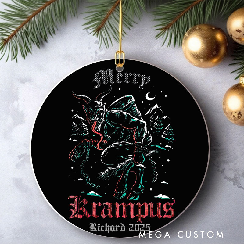 Personalized Merry Krampus Christmas Ornament Retro Horror Film Series Ornament Movie Holiday Ornament