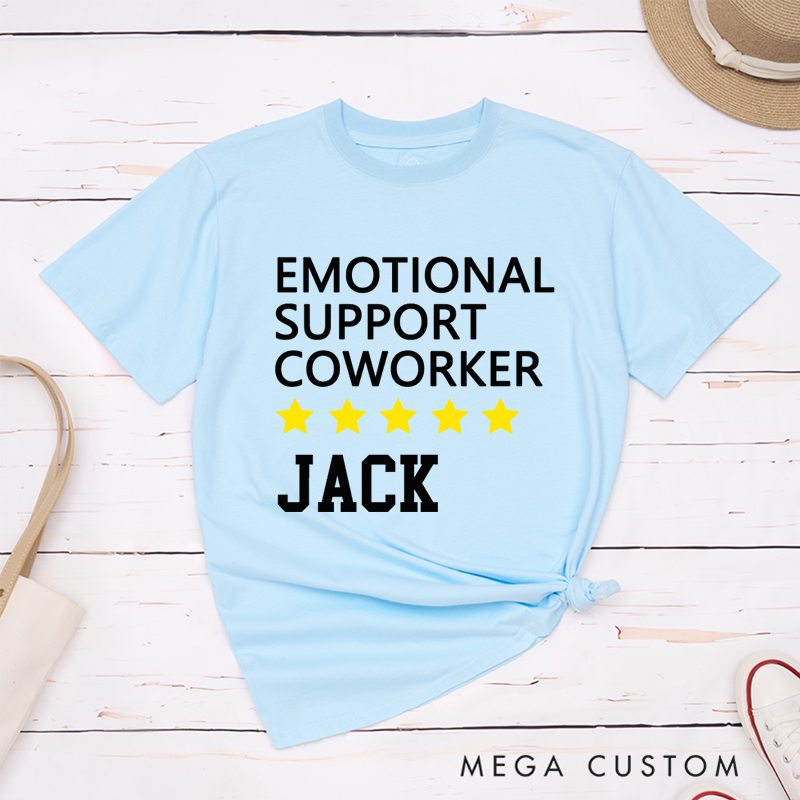 Personalized "Emotional Support Coworker" T-Shirt – Custom 5-Star Design Gift