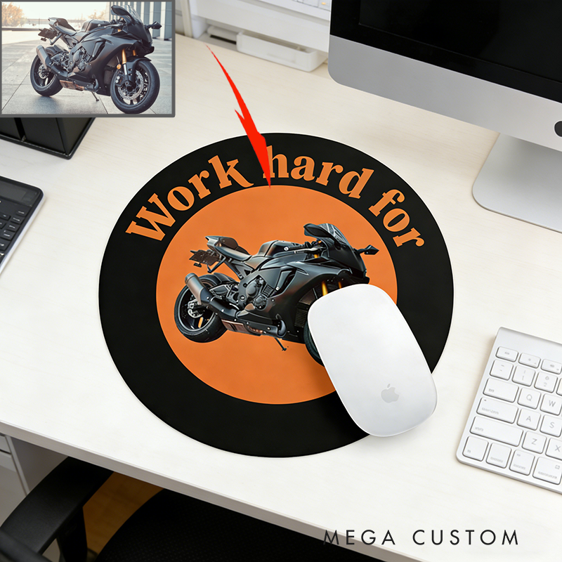 Personalized Motorcycle Mouse Pad with Custom Photo Design Gift for Bikers and Motorcycle Fans
