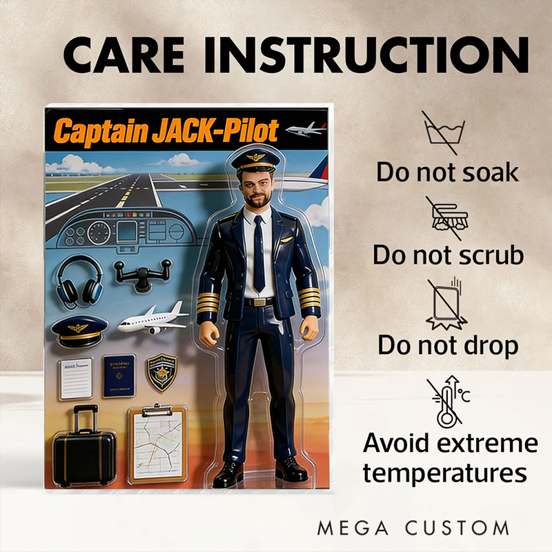 Personalized Pilot Captain Theme Acrylic Block Plaque Custom Photo Perfect Holiday Gift