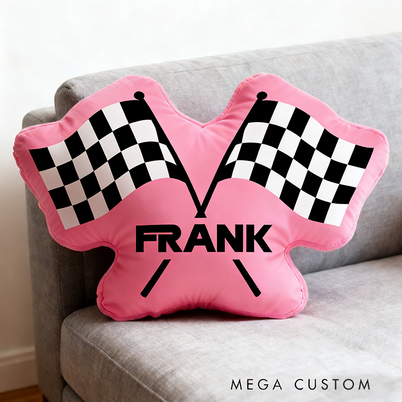 Personalized Checkered Flag Pillow Graphic 3D Print Custom Name Cushion Gift for Racers and Racing Lovers