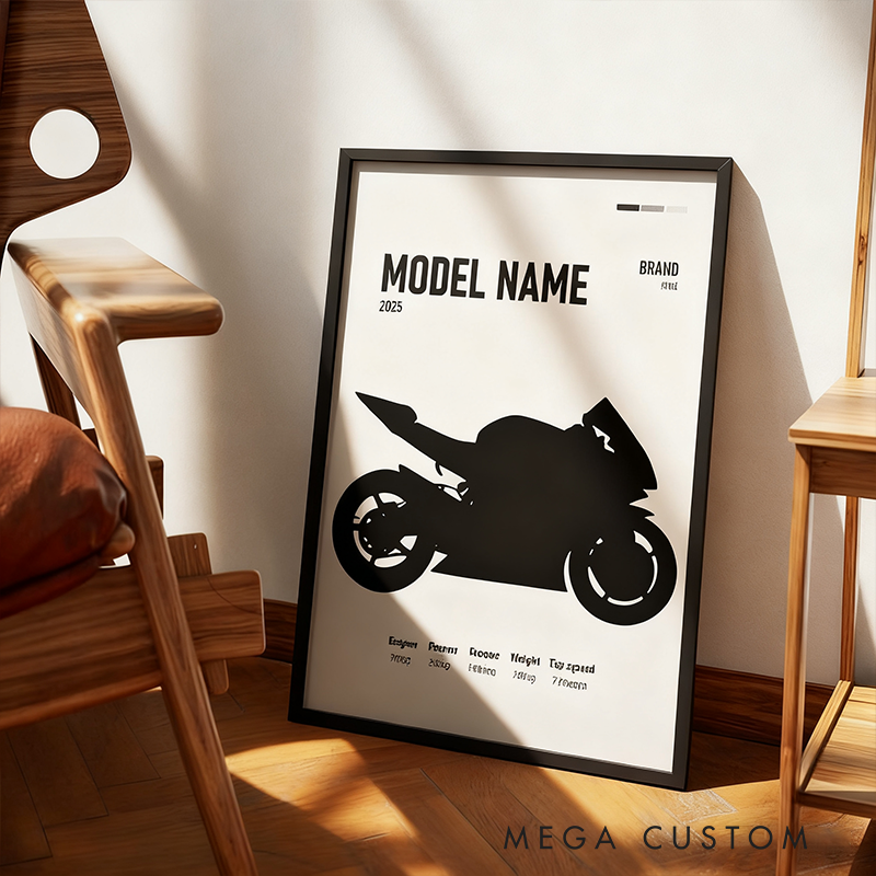 Personalized Custom Motorbike Poster Unique Motorcycle Art Print High Quality Wall Decor Stylish Custom Gift for Motorsport Racer and Motorcycle Lovers