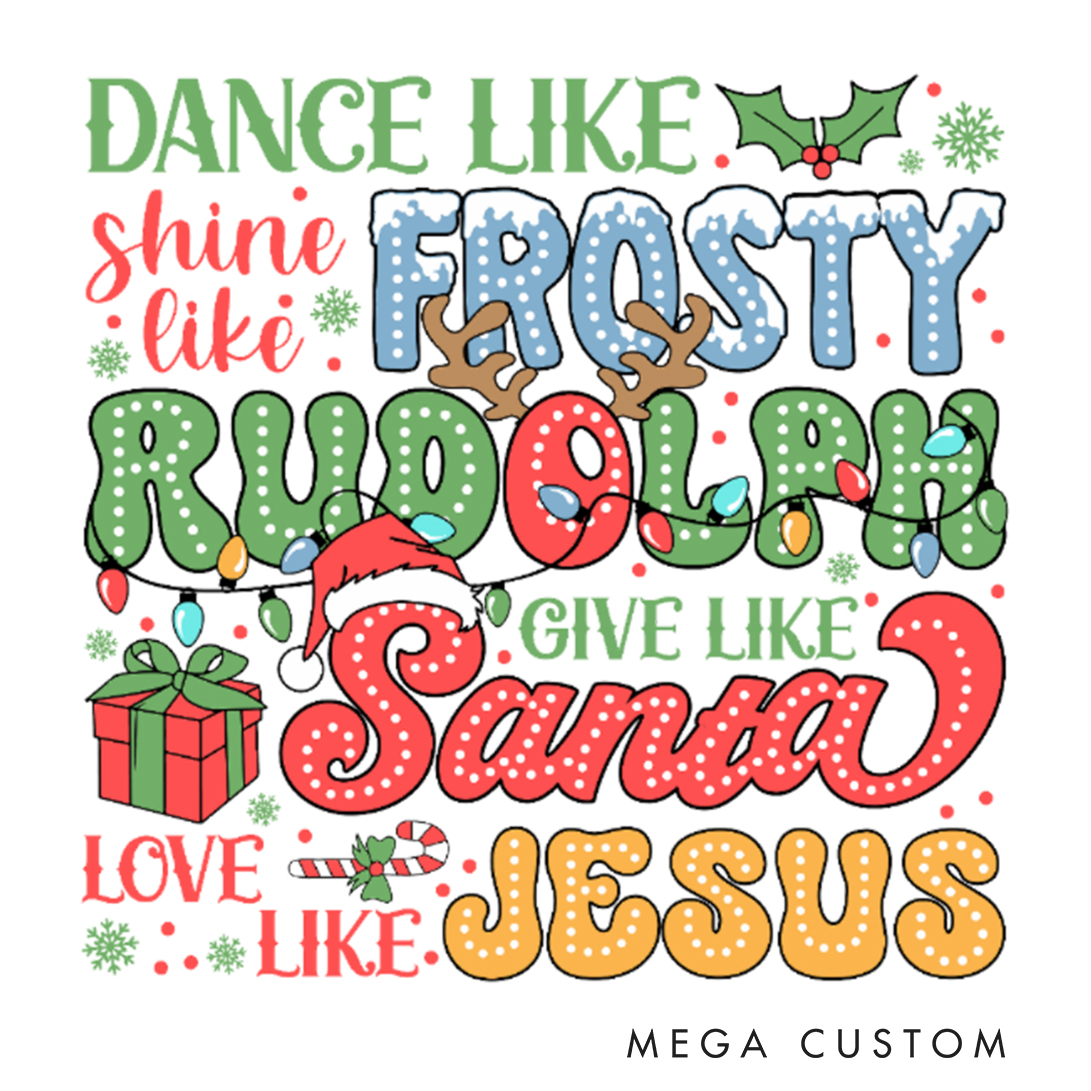 Personalized Frosty Rudolph Santa Jesus Christmas Family Matching Long Sleeve Pajama with Name Christmas Gift Religious Gift