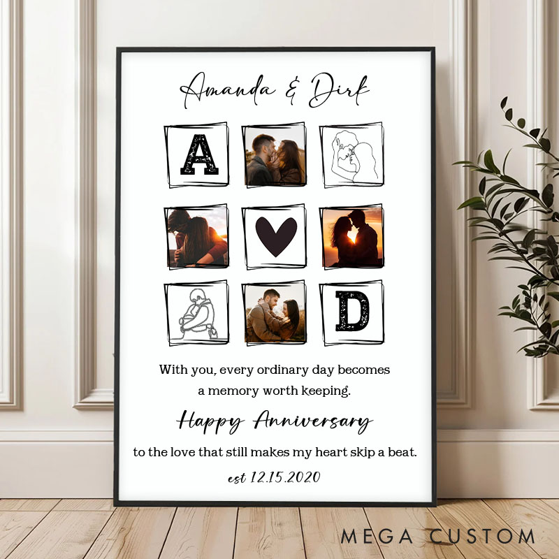 Personalized 50th Anniversary Canvas Couple Memories Canvas Painting with Photo Anniversary Gift Painting for Wife Husband