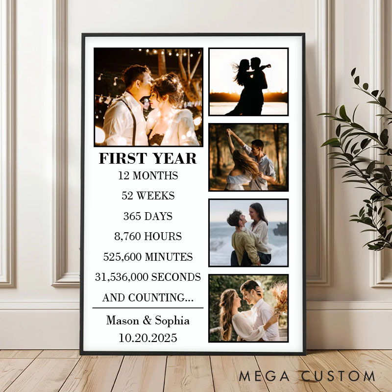 Personalized First Year Anniversary Canvas Wedding Anniversary Milestone Canvas Painting Wife Husband Anniversary Gift Painting