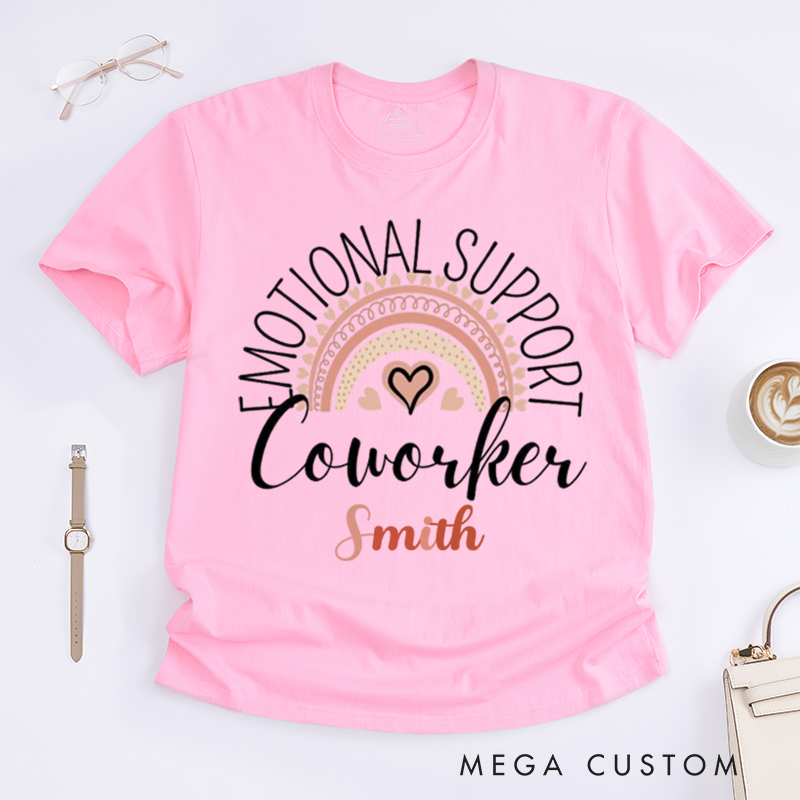 Personalized "Emotional Support Coworker" T-Shirt – Custom Rainbow Design T-Shirt
