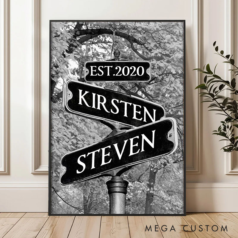 Personalized Anniversary Crossroads of Love Canvas Painting Always Beside You Couple Vertical Canvas Gift for Husband Wife Couple Anniversary Painting