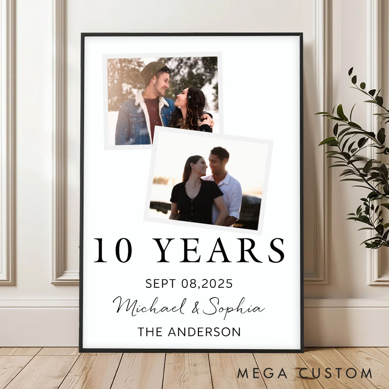 Personalized 50 Years Anniversary Canvas Painting Couple Canvas Painting with Photo Anniversary Canvas for Husband Wife