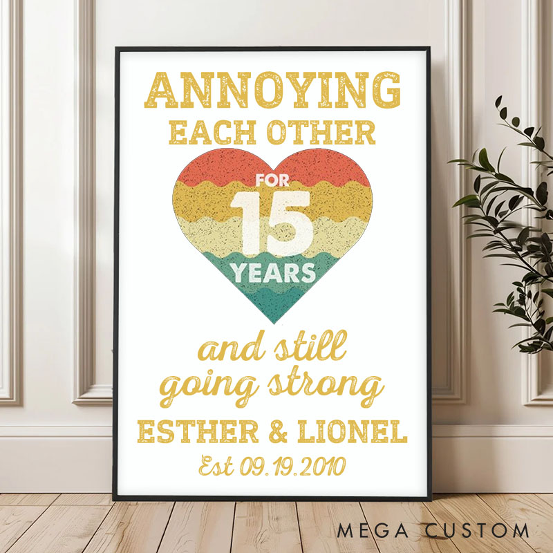 Personalized Annoying Each Other Canvas Painting Vintage 15th Anniversary Painting Couple Anniversary Gift Canvas Painting