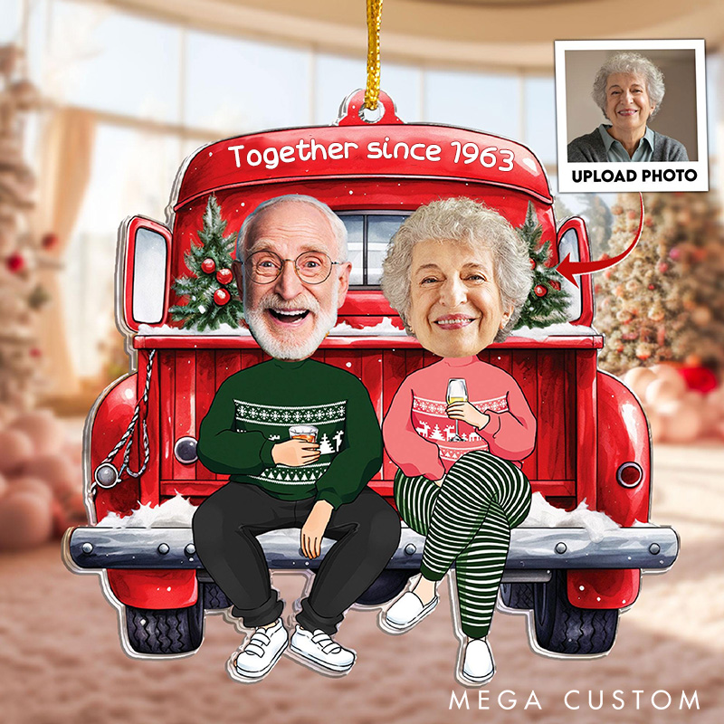 Personalized Couple Photo Ornament Acrylic Together Since Christmas Ornament With Funny Face Photo Anniversary Gift For Husband Wife
