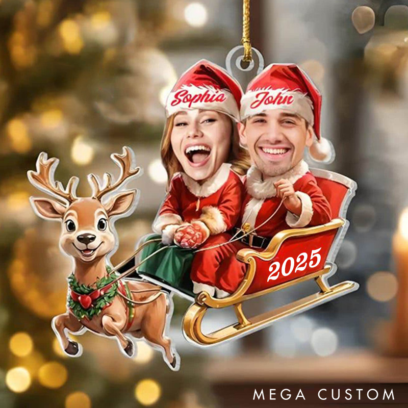 Personalized Couple Christmas Ornament Acrylic  Photo Ornament with Couple’s Names Romantic Holiday Keepsake Gift for Couples