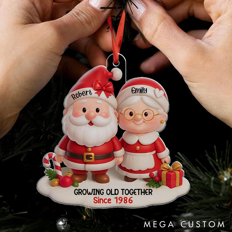 Personalized Santa Couple Growing Old Together Acrylic Ornament Anniversary Christmas Gift for Husband Wife