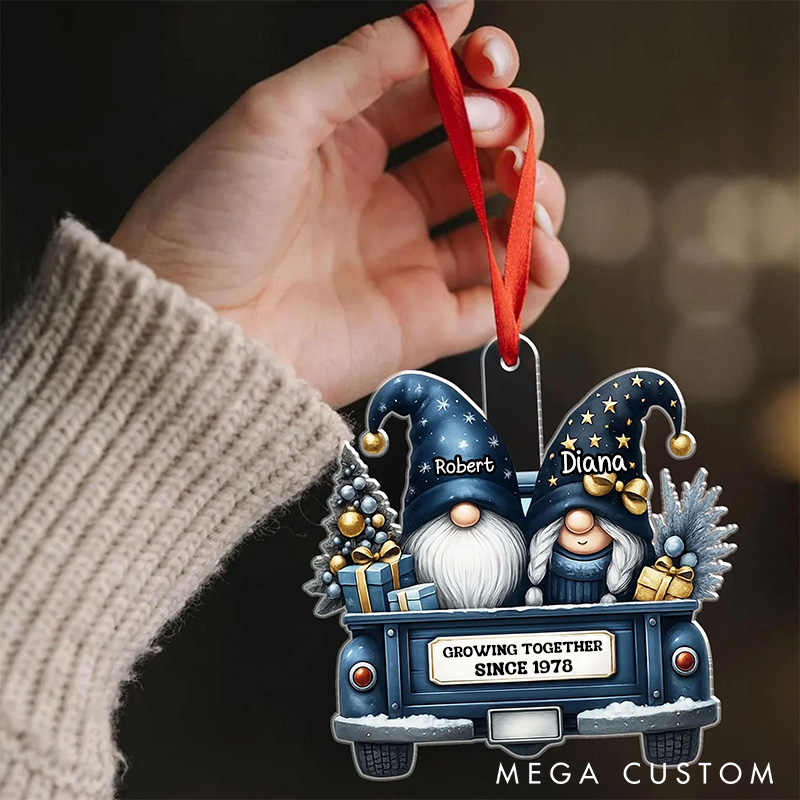Personalized Couple Gnome Christmas Ornament Growing Old Together Acrylic Christmas Ornament Gift for Couple Christmas Keepsake