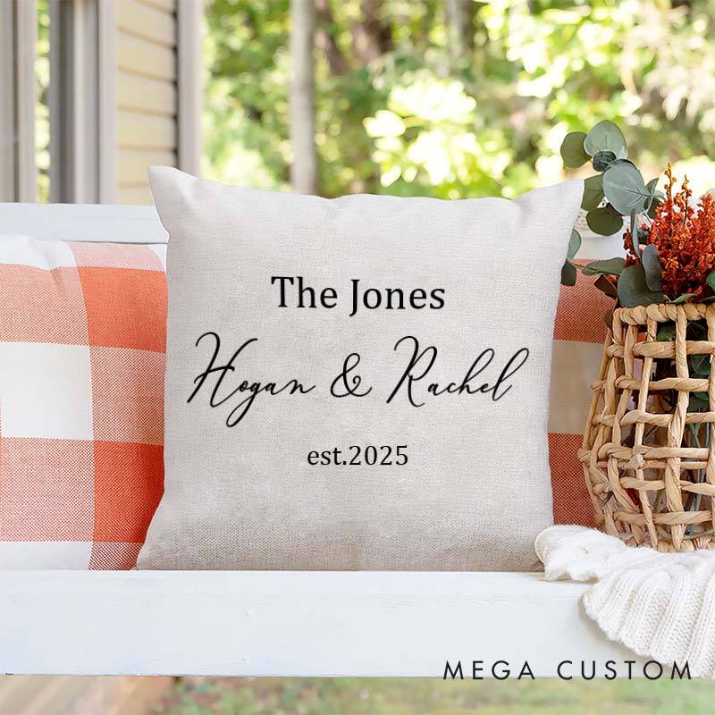 Personalized Couple Anniversary Name Pillow Custom Couple Gift Pillow with Established Year Minimalist Anniversary Gift Pillow