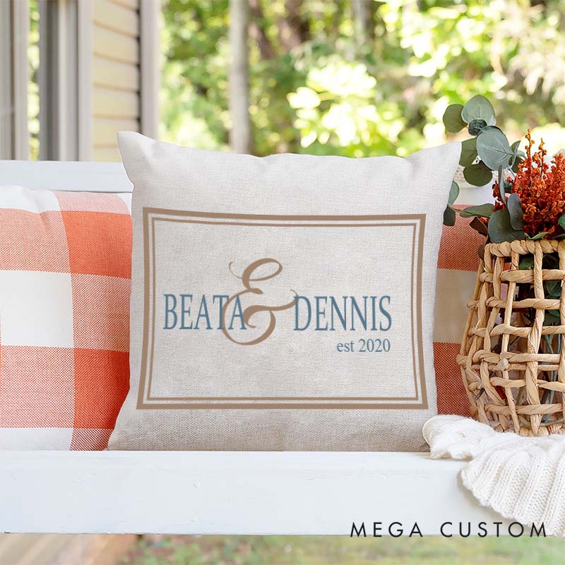 Personalized Couple Anniversary Pillow Custom Elegant Pillow with Couple Name Husband Wife Wedding Anniversary Pillow for Her Him