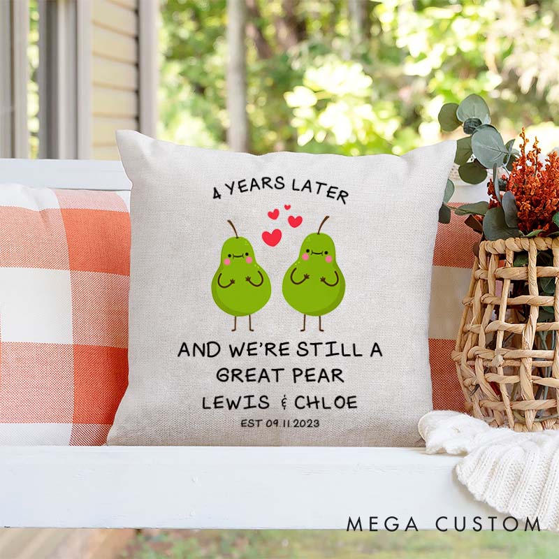 Personalized "Great Pear" Anniversary Pillow Funny Couple Wedding Anniversary Pillow Best Couple Design with Names and Date