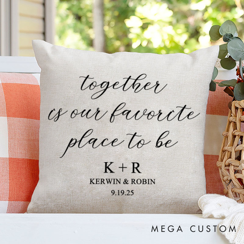 Personalized Couple Together is Our Favorite Place to be Pillow Couple Valentine's Day Pillow Boyfriend Girlfriend Gift Husband Wife Gift for Him Her