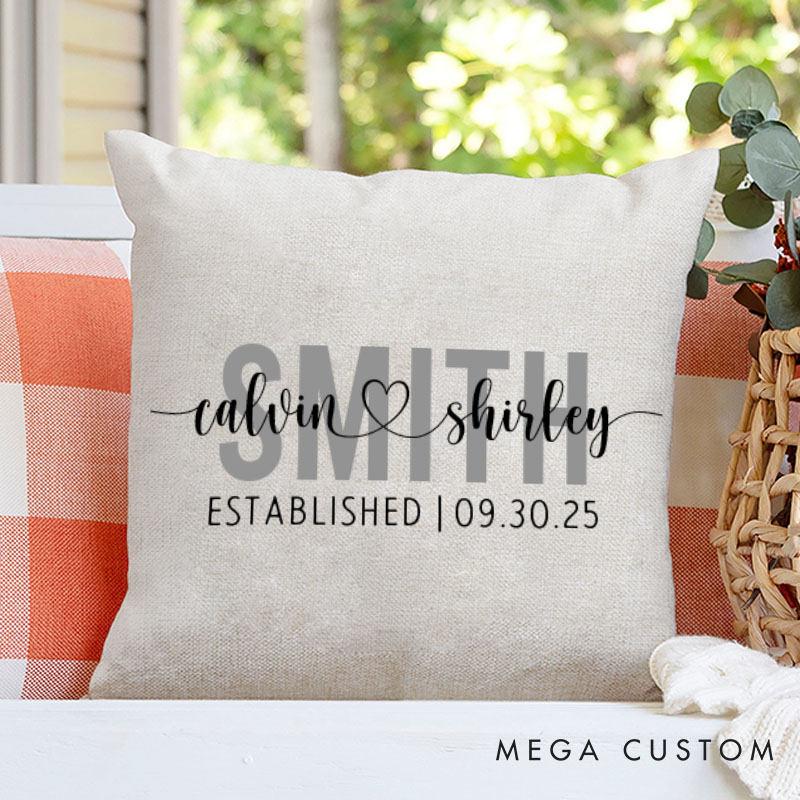 Personalized Couple Stunning Mr. and Mrs. Pillow with Initials Custom Couple Name Valentine's Day Pillow with Heart Husband Wife Pillow for Him Her