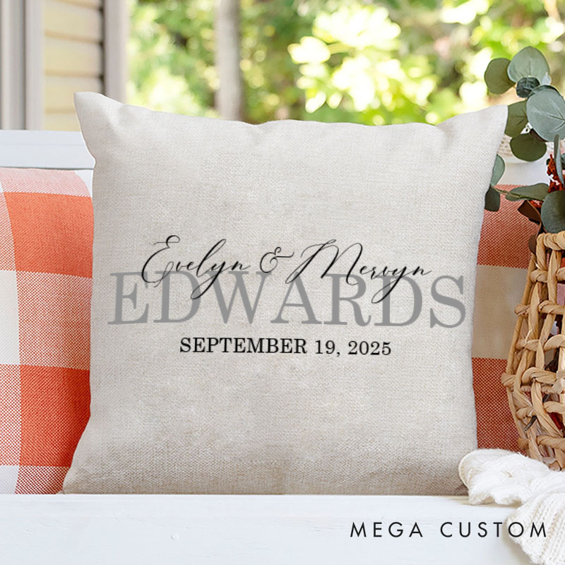 Personalized Couple Elegant Mr. and Mrs. Pillow with Initials Custom Couple Name Valentine's Day Pillow Hubby Wifey Husband Wife Pillow for Him Her