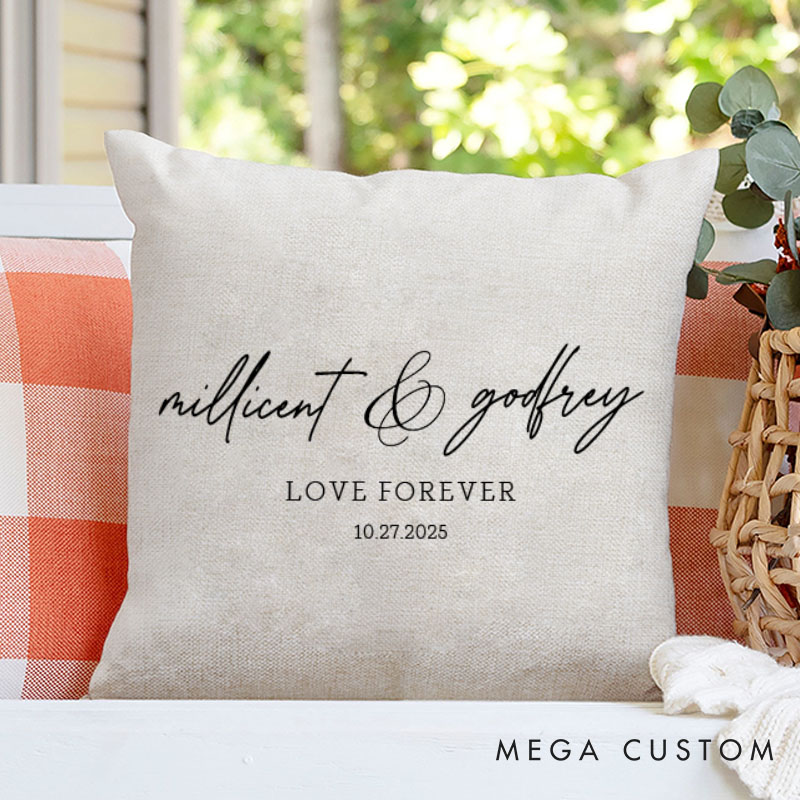 Personalized Couple Romantic Love Forever Pillow Custom Couple Name Valentine's Day Pillow Boyfriend Girlfriend Gift Husband Wife Pillow for Him Her