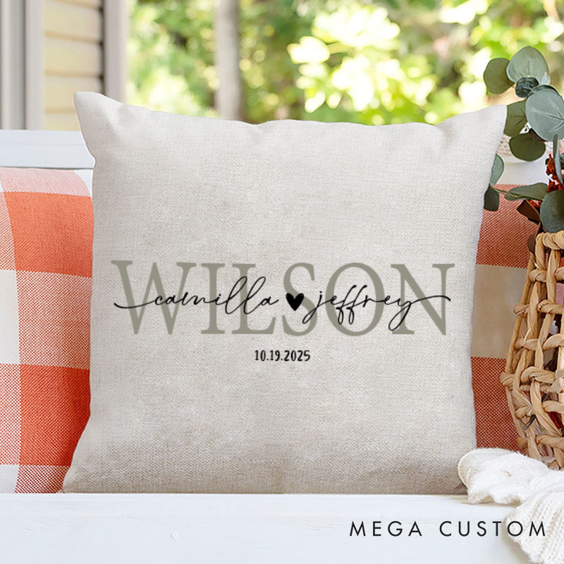Personalized Couple Mr. and Mrs. Pillow with Heart Custom Couple Name Valentine's Day Pillow Hubby Wifey Gift Husband Wife Pillow for Him Her