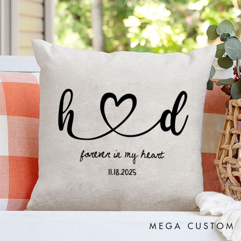 Personalized Couple Forever in My Heart Pillow Custom Couple Initials Pillow Valentine's Day Gift Boyfriend Girlfriend Husband Wife Pillow for Him Her