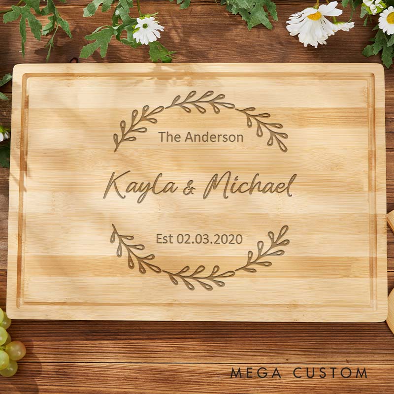 Personalized Couple Anniversary Bamboo Cutting Board Husband Wife Wooden Anniversary Cutting Board Man Woman Wedding Anniversary Gift