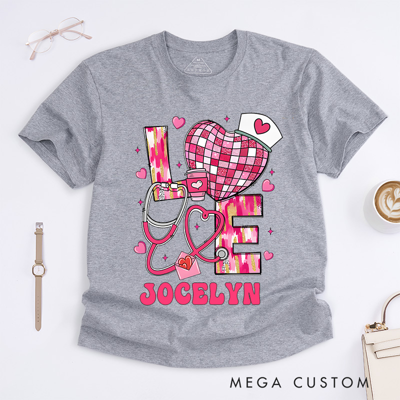 Personalized Nurse T-Shirts Love for Nursing Fashion Design T-Shirts