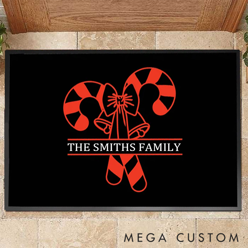 Personalized Artistic Candy Cane Doormat for Showcasing Creativity and Christmas Festive Spirit Doormat
