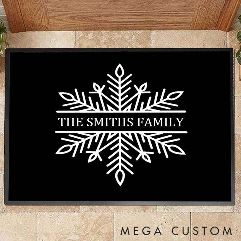 Personalized Rustic Snowflake Welcome Mat for Embracing Christmas and Seasonal Beauty Doormat