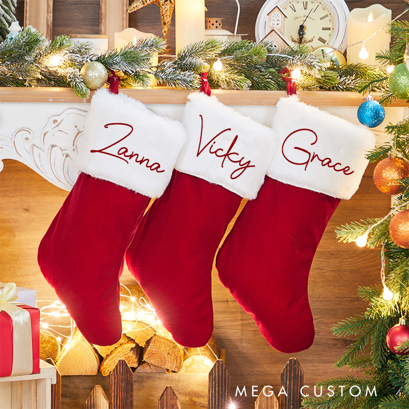 Personalized Family Christmas Stockings with Name Red Plush Christmas Stocking Christmas Stockings Christmas Gifts
