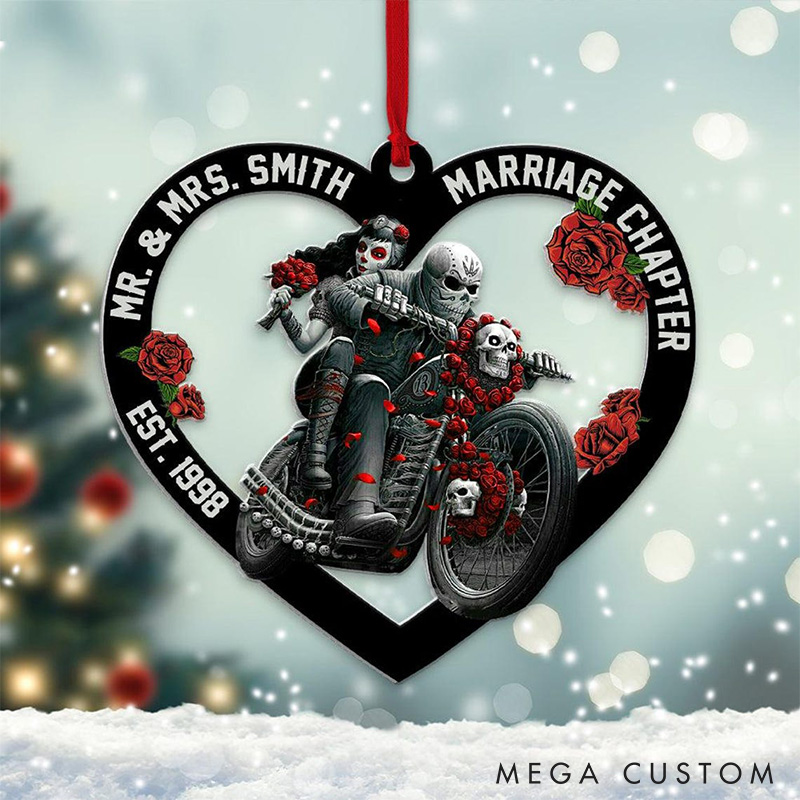 Personalized Mr. and Mrs. Marriage Chapter Ornament Gothic Skeleton Couple Ornament Halloween Anniversary Ornament for Couple