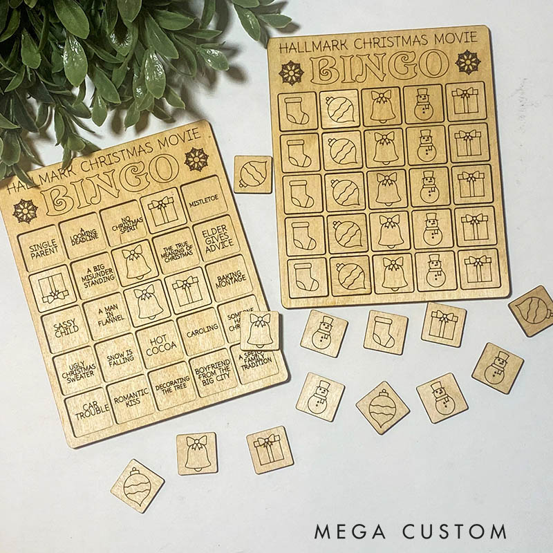 Personalized Christmas Movie Bingo Custom Text Gift for Family Kids Friends for Party